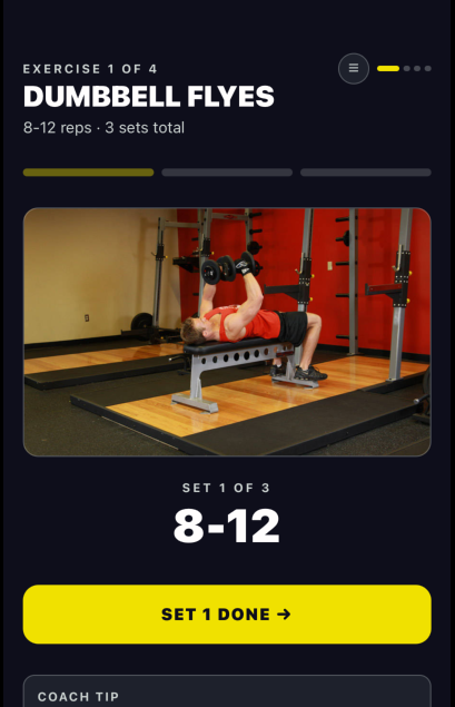 Active workout tracking